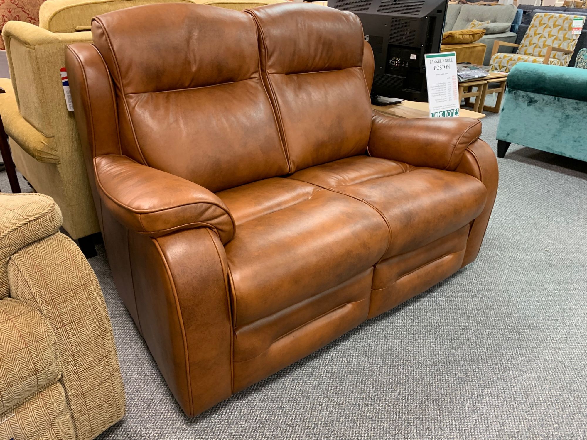 leather two seater sofa and chair