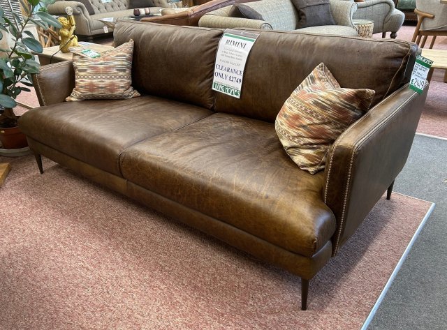 Clearance - Contrast Rimini Love Seat (Sofa) & Armchair in Waco Leather with Scatters