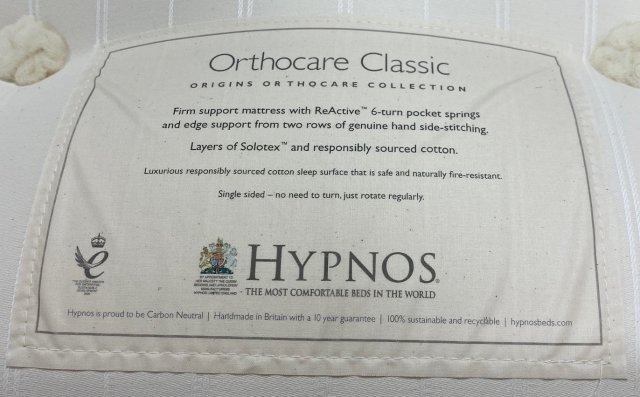 Clearance - Hypnos Orthocare Classic 4'6" (135cm) Double Mattress Extra Firm