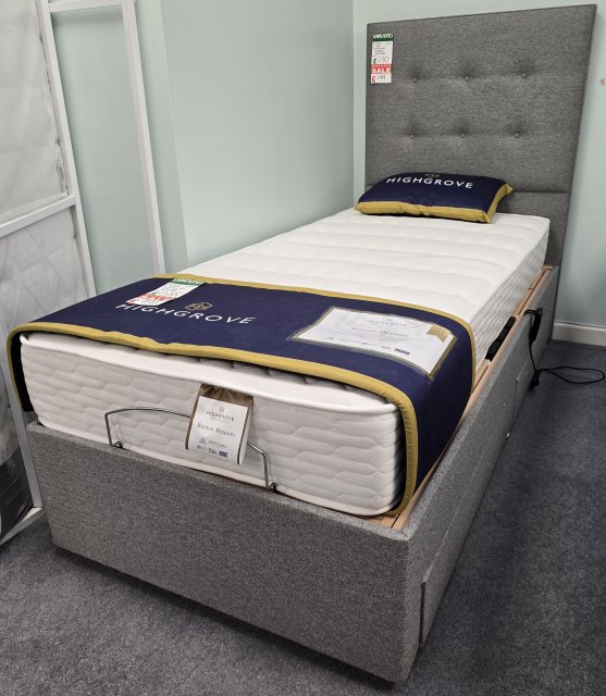 Clearance - Highgrove Burton 90cm Single Adjustable Bed + HB